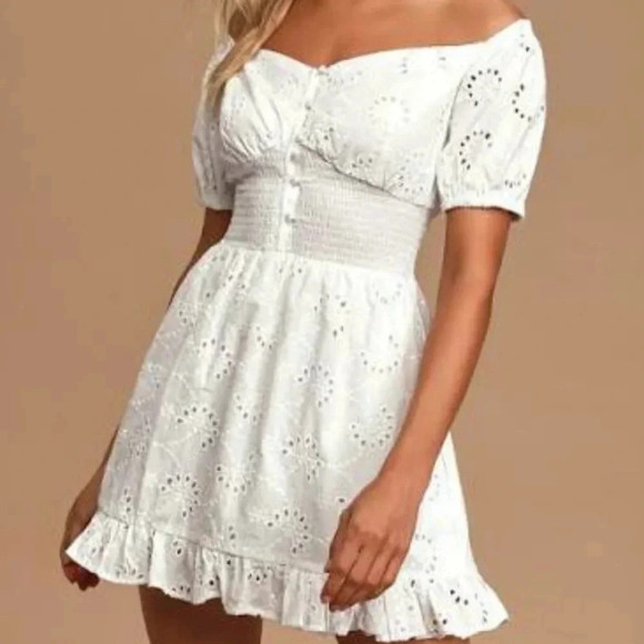 Finders Keepers Ditsy Doo White Embroidered Eyelet‎ Minidress size 6 - Picture 4 of 15